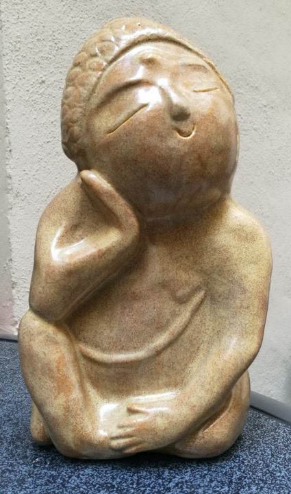 Sculpture titled "Moine2" by Joëlle Thanel, Original Artwork, Ceramics