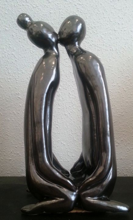 Sculpture intitulée "couple zen" par Joëlle Thanel, Œuvre d'art originale, Céramique