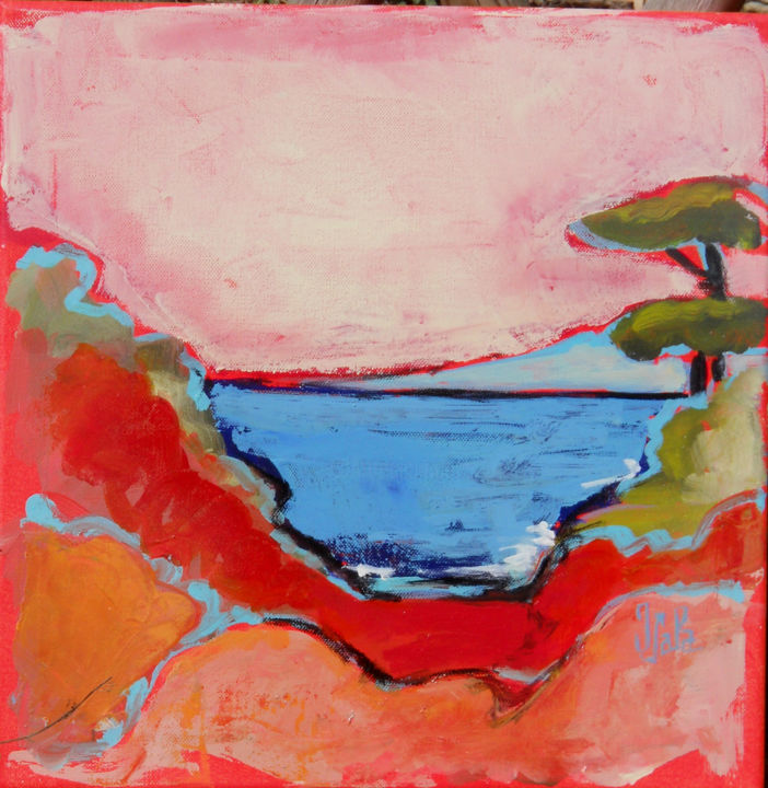 Painting titled "vue sur mer" by Joelle Sala, Original Artwork, Acrylic