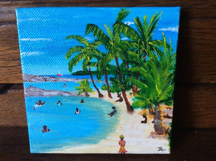 Peinture intitulée "plage de sainte Ann…" par Joelle Le Lan Jl, Œuvre d'art originale, Acrylique