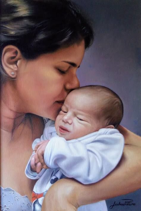 Pintura intitulada "Ost 40x60 Maternida…" por Joelma Pinheiro, Obras de arte originais