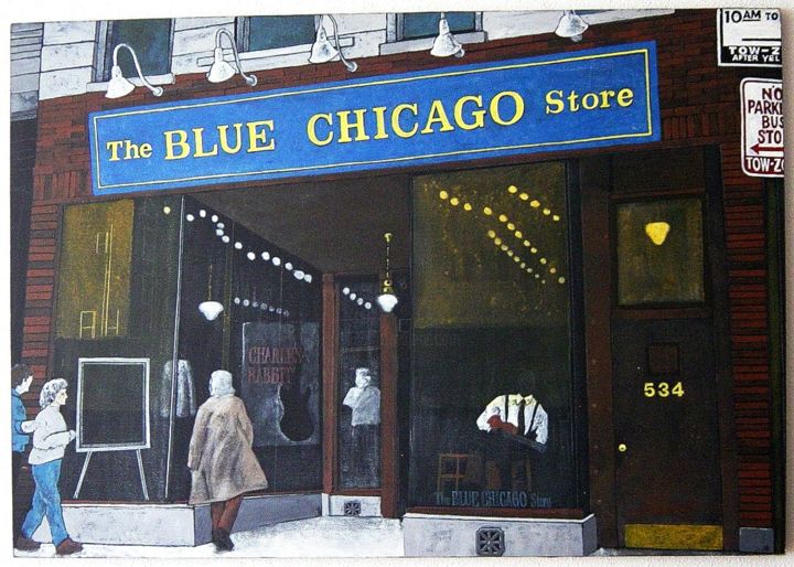 Painting titled "THE BLUE CHICAGO ST…" by José Mayer, Original Artwork, Acrylic