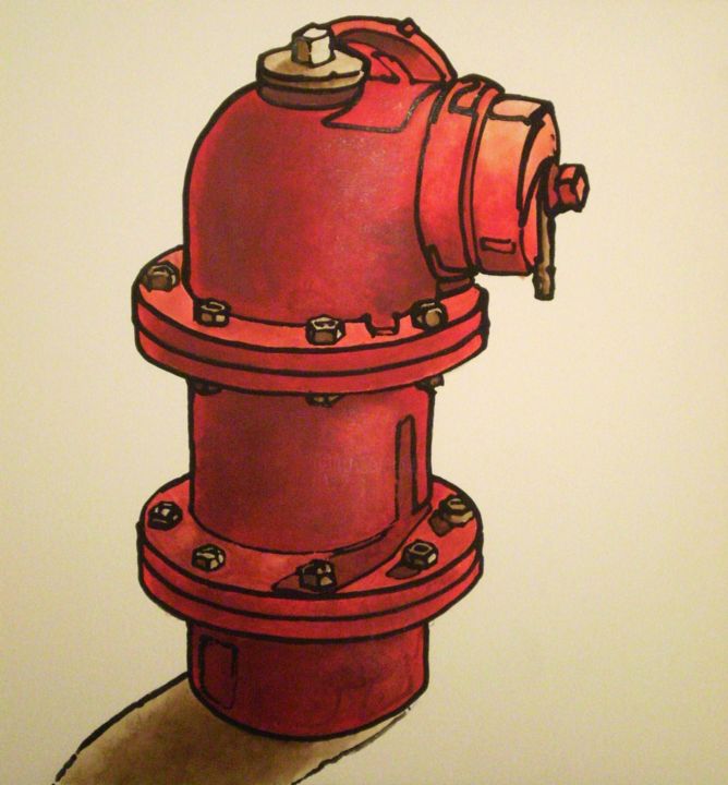 Peinture intitulée "hidrante-chicago.jpg" par José Mayer, Œuvre d'art originale, Acrylique