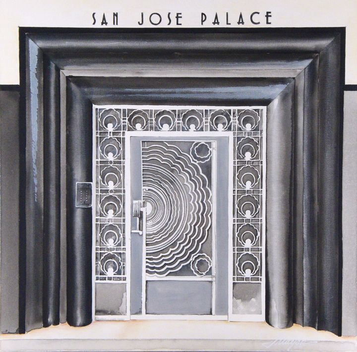 Pittura intitolato "PUERTA EN CALLE SAN…" da José Mayer, Opera d'arte originale, Acrilico
