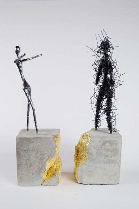 Sculpture intitulée "Le déni" par Joey Brusquet, Œuvre d'art originale, Métaux