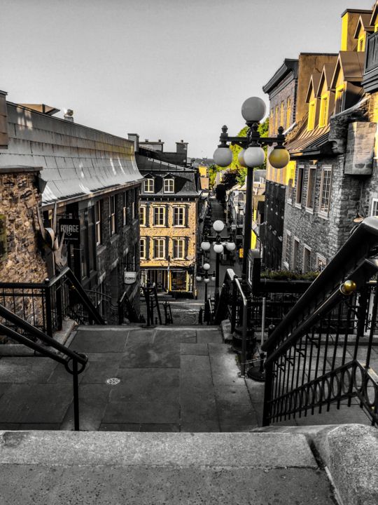 Digital Arts titled "L'escalier du petit…" by Joey Scavone, Original Art, Digital Painting