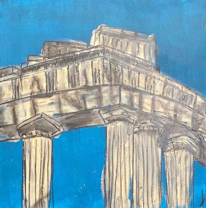 Pintura intitulada "Les colonnes grecqu…" por Johana Masson, Obras de arte originais, Acrílico