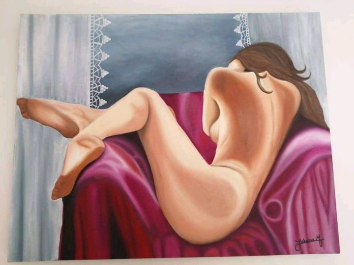 Painting titled "Cuadro desnudo" by Johana Muñoz, Original Artwork, Oil