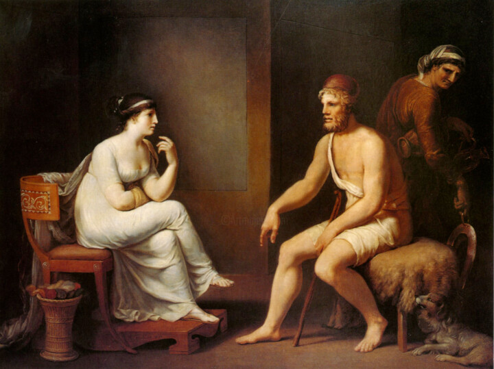 "Ulysse et Pénélope" başlıklı Tablo Johann Heinrich Wilhelm Tischbein tarafından, Orijinal sanat, Petrol