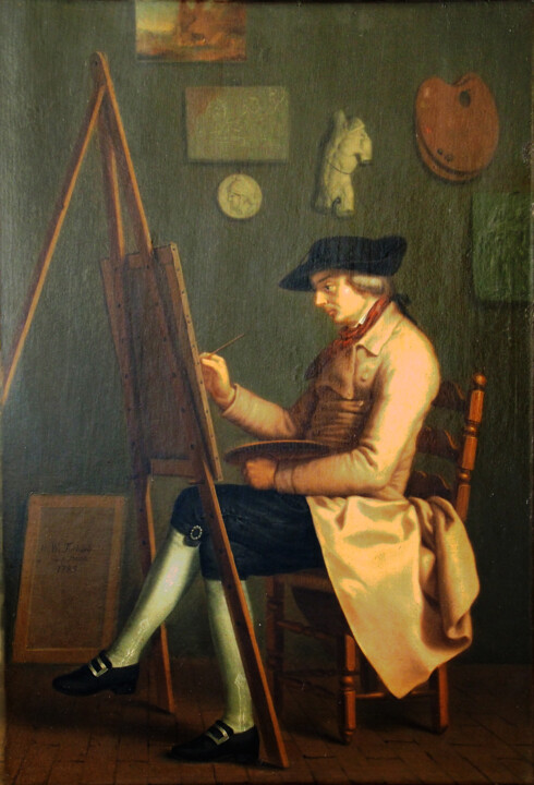 Peinture intitulée "Autoportrait au che…" par Johann Heinrich Wilhelm Tischbein, Œuvre d'art originale, Huile