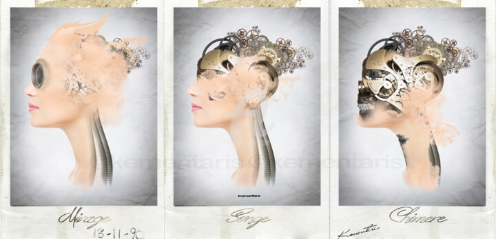 Digital Arts titled "Triptyque Mirage -…" by Johann Kementaris, Original Artwork, Photo Montage