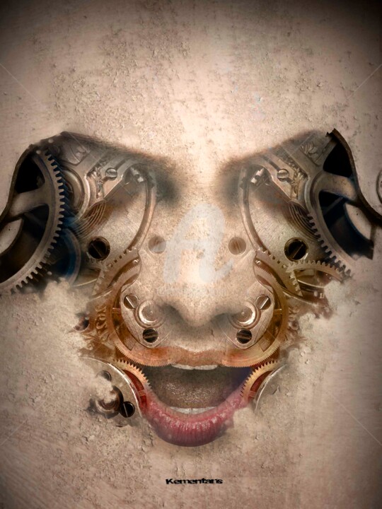 Digitale Kunst mit dem Titel "Scary" von Johann Kementaris, Original-Kunstwerk, Fotomontage
