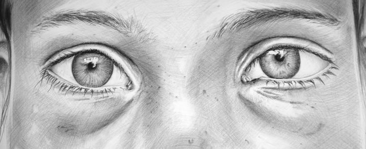 Zeichnungen mit dem Titel "Augen (Detail)" von Johann Krammer, Original-Kunstwerk, Andere