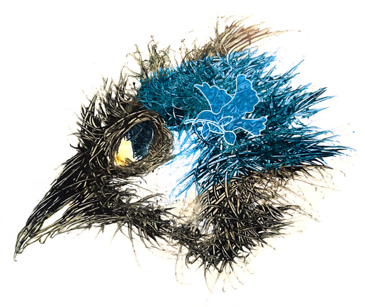 Arts numériques intitulée "Pandemi Bird Fredsf…" par Johann Sidlo, Œuvre d'art originale, Peinture numérique