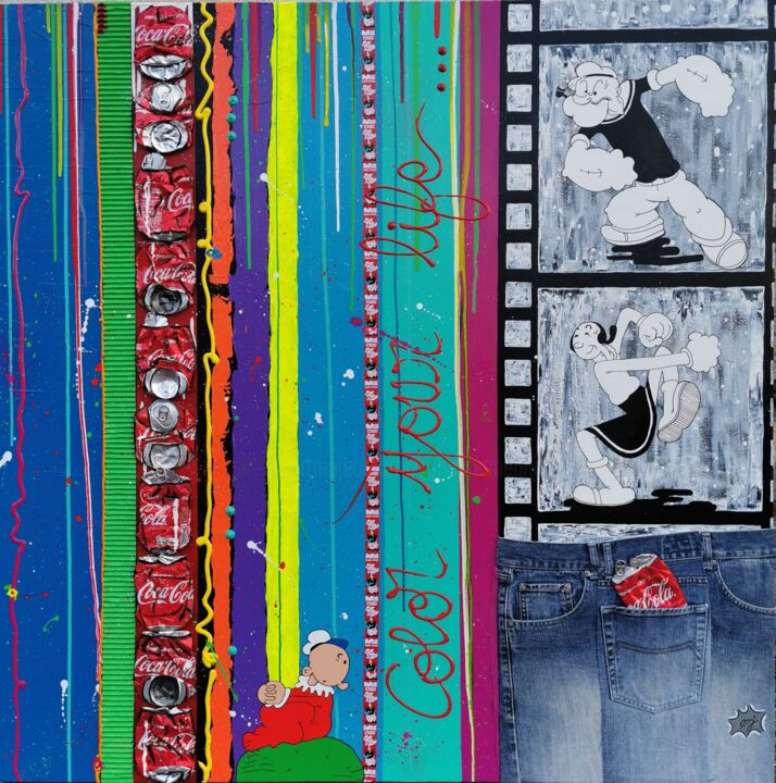 绘画 标题为“Color your life” 由Johanna Meunier, 原创艺术品, 丙烯 安装在木质担架架上