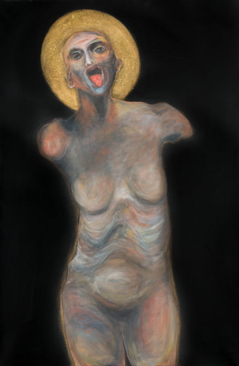 Картина под названием "Sainte claustration" - Johanna Aelion, Подлинное произведение искусства, Акрил Установлен на Деревянн…