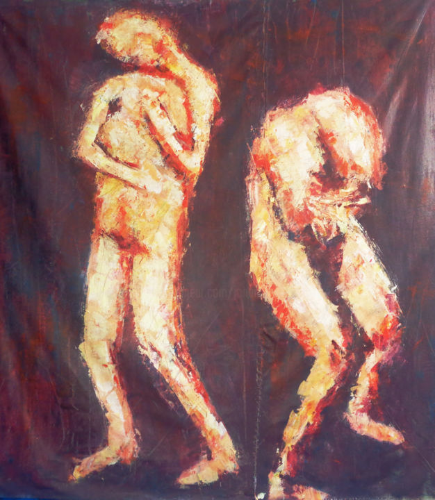 Peinture intitulée "Les égarés, sc.1" par Johanna Bouvarel, Œuvre d'art originale, Acrylique
