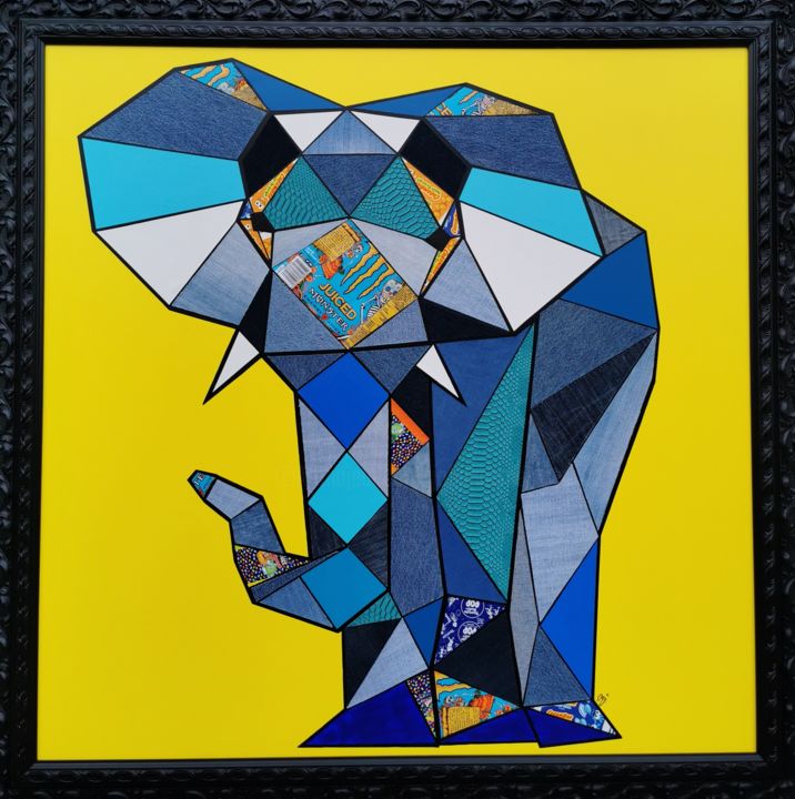 Peinture intitulée "ÉDOUARD l'éléphant" par Johanna Meunier, Œuvre d'art originale, Acrylique Monté sur Châssis