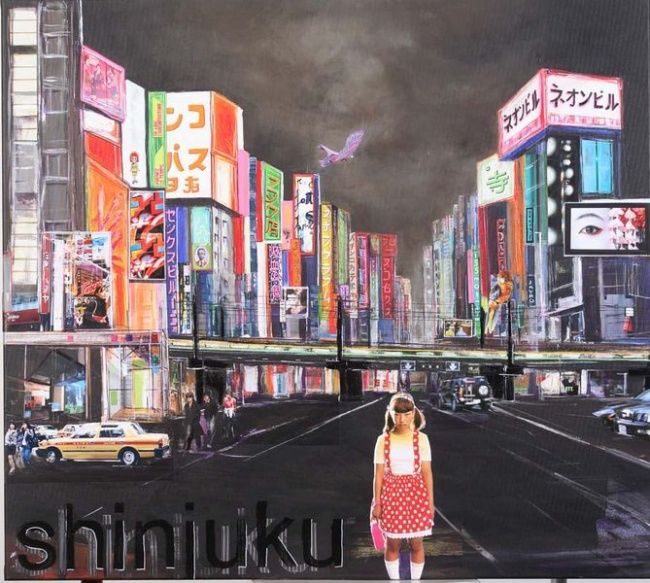 Malerei mit dem Titel "Shinjuku" von Johanne Guichard, Original-Kunstwerk