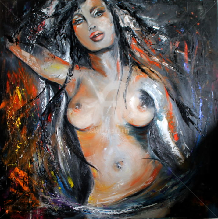 Painting titled "Déesse.jpg" by Johannehc, Original Artwork, Oil