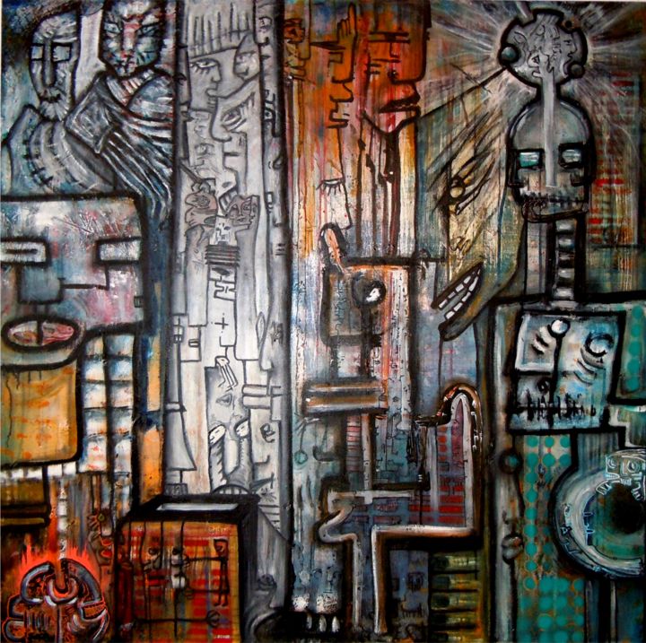 Malerei mit dem Titel "Parcours du combatt…" von Johanne Joe, Original-Kunstwerk, Acryl