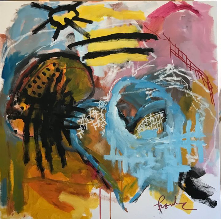 Painting titled "Paysage d'automne n…" by Johanne Proulx, Original Art, Acrylic
