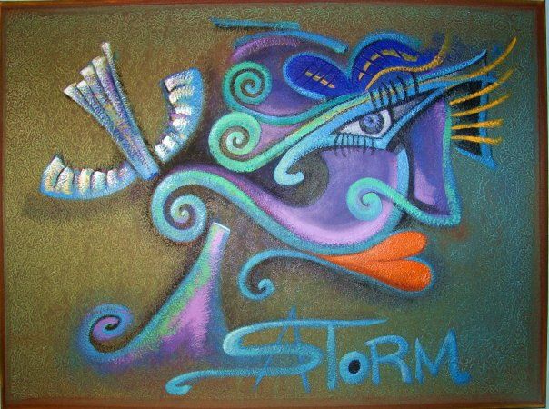 Painting titled ""La visite " descen…" by Storm, Original Artwork
