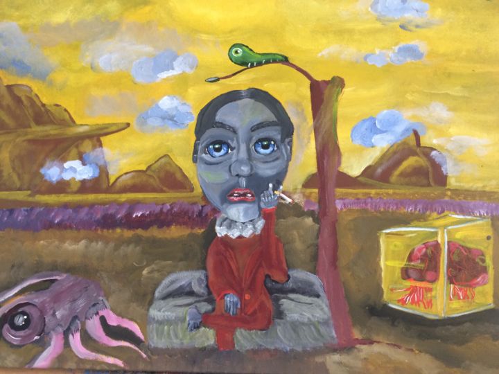 Painting titled "Cigarette Man" by John Andres, Original Art, Acrylic