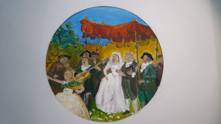 Painting titled "Maltese Wedding" by John B Caruana, Original Artwork, Acrylic
