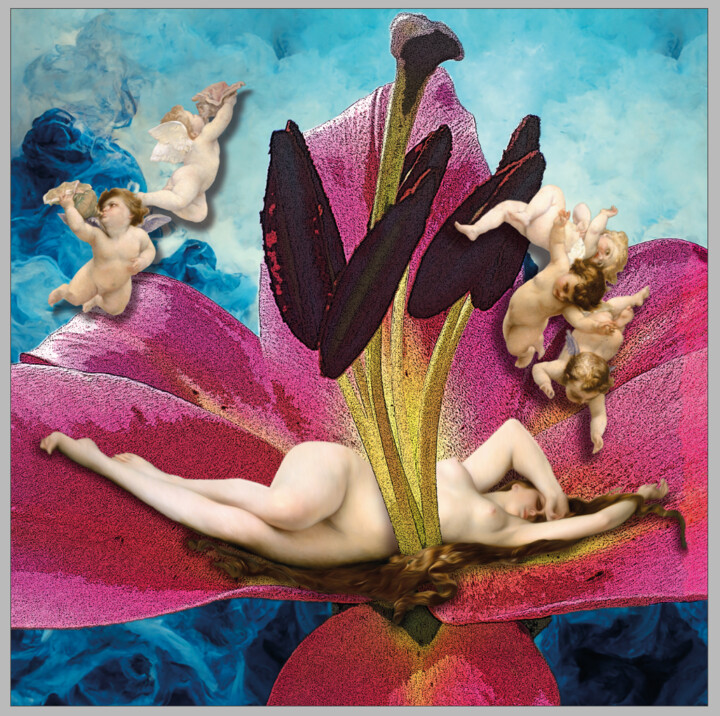 Arte digitale intitolato "Venus and the Lily" da John Calder Gunn, Opera d'arte originale, Collage digitale