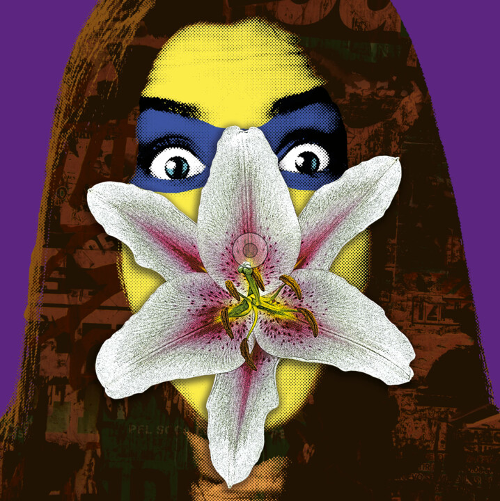 Digitale Kunst mit dem Titel "Power Flower" von John Calder Gunn, Original-Kunstwerk, Digitale Collage