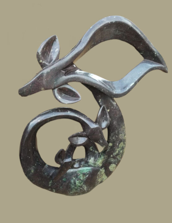 Escultura titulada "Abstract Stone Kudu…" por John Chakauya, Obra de arte original, Piedra