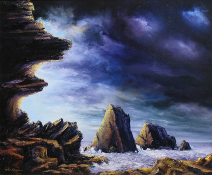 Painting titled "APPROACHING STORM" by John Cocoris, Original Artwork, Oil