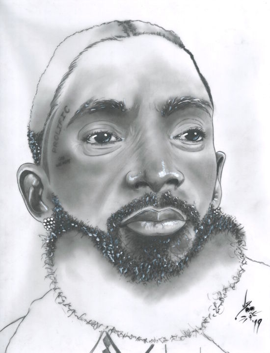 Drawing titled "Nipsey" by John Creekmore, Original Artwork, Pencil