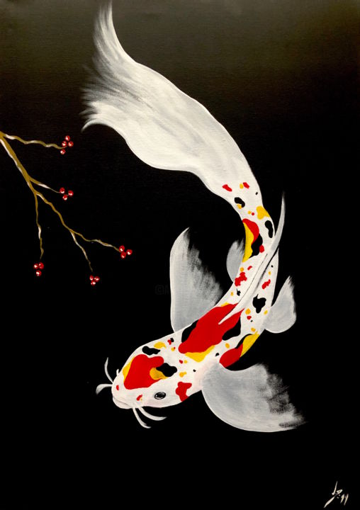 Painting titled "Koi" by John Creekmore, Original Artwork, Acrylic