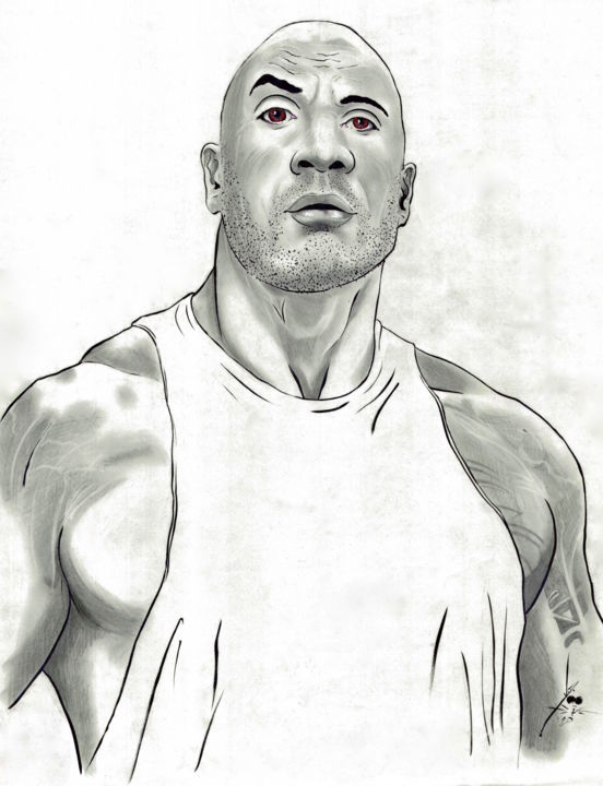 Dessin intitulée "The Rock" par John Creekmore, Œuvre d'art originale, Crayon