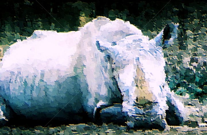Digital Arts titled "Rhinoceros" by J.Jokko, Original Artwork, Digital Painting