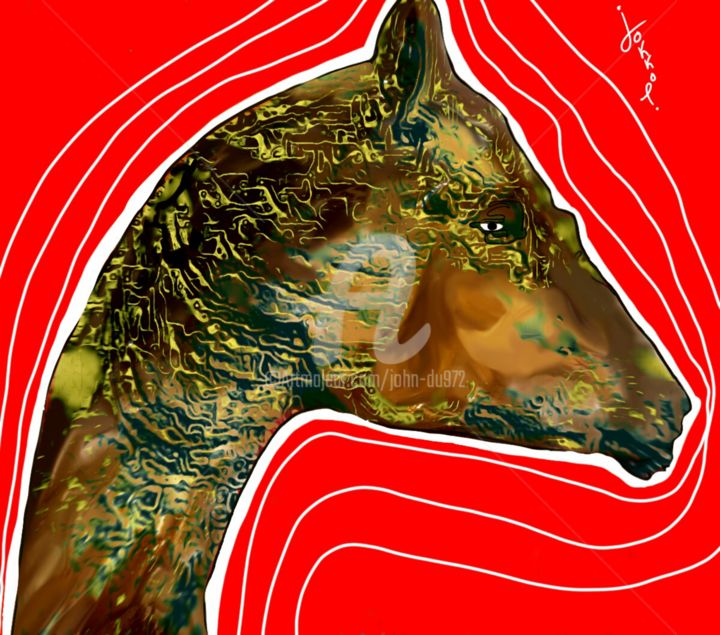 Digital Arts titled "Crazy horse" by J.Jokko, Original Artwork, Digital Painting