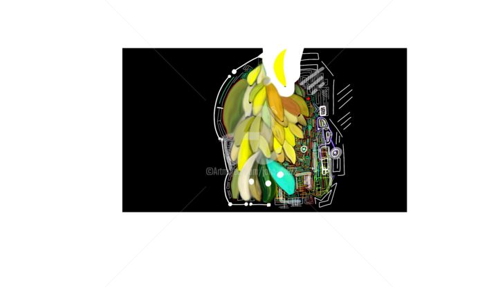 Digitale Kunst getiteld "Banana abstract" door J.Jokko, Origineel Kunstwerk, Digitaal Schilderwerk