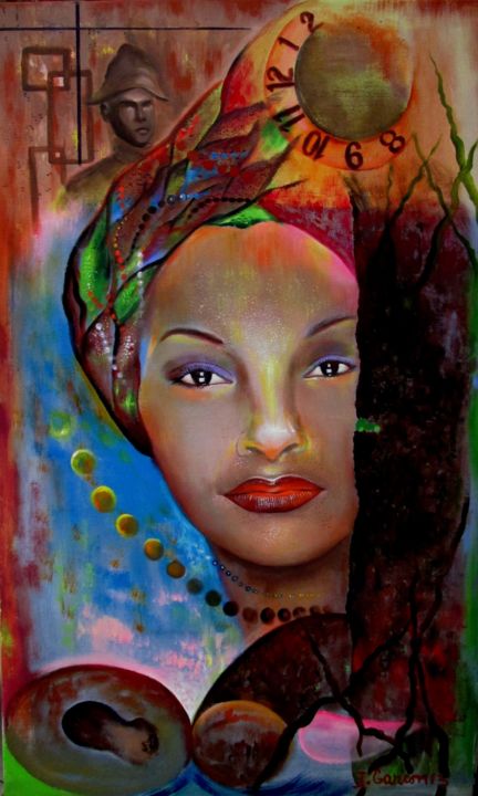 Painting titled "AFRICA-Serie1" by John Garcon, Original Artwork, Oil