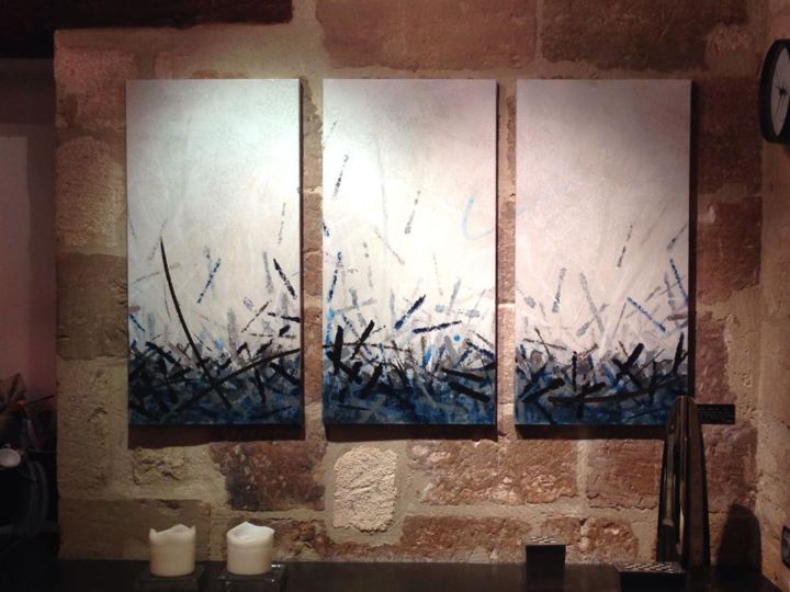 Peinture intitulée "Matières bleues XI.…" par John Gormsen, Œuvre d'art originale, Acrylique