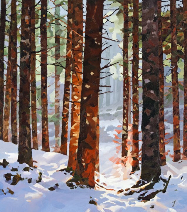 Peinture intitulée "Winterwood" par John Hancock, Œuvre d'art originale, Huile