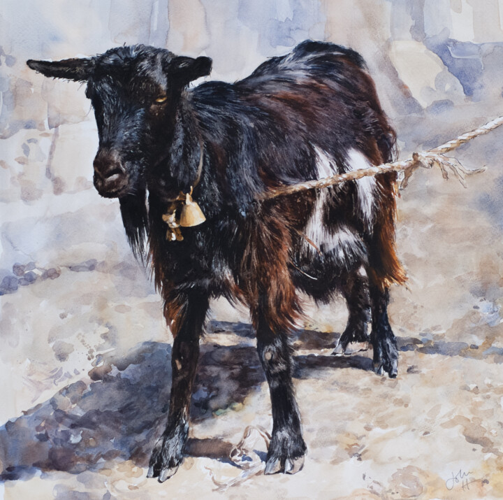 Malarstwo zatytułowany „Das Goat” autorstwa John Hancock, Oryginalna praca, Akwarela