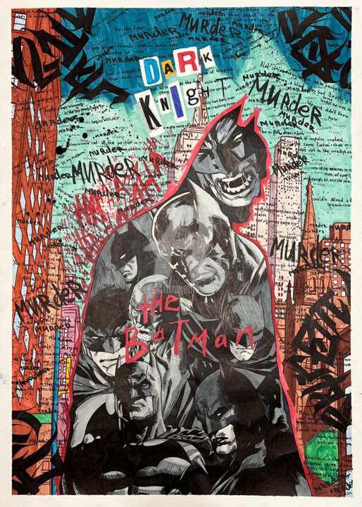 Malerei mit dem Titel "Batman Empire Inter…" von John Karter, Original-Kunstwerk, Marker