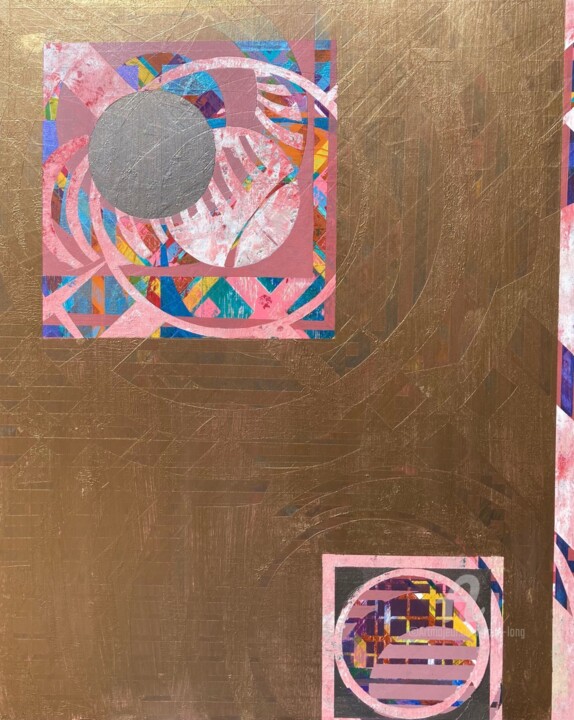 Schilderij getiteld "Bronze Eclipse" door John Long, Origineel Kunstwerk, Acryl