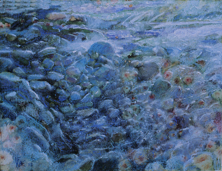 Peinture intitulée "Rochers" par Le Moigne, Œuvre d'art originale, Aquarelle Monté sur Carton