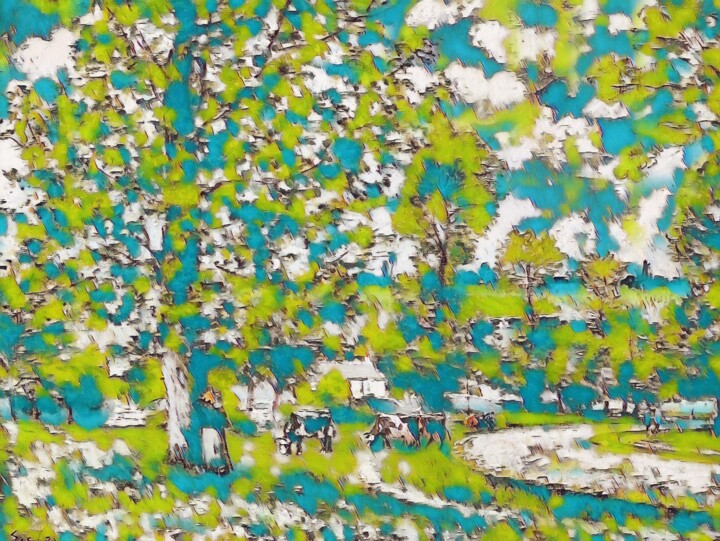 Arts numériques intitulée "Alfred Sisley - Clo…" par John Mailly, Œuvre d'art originale, Travail numérique 2D