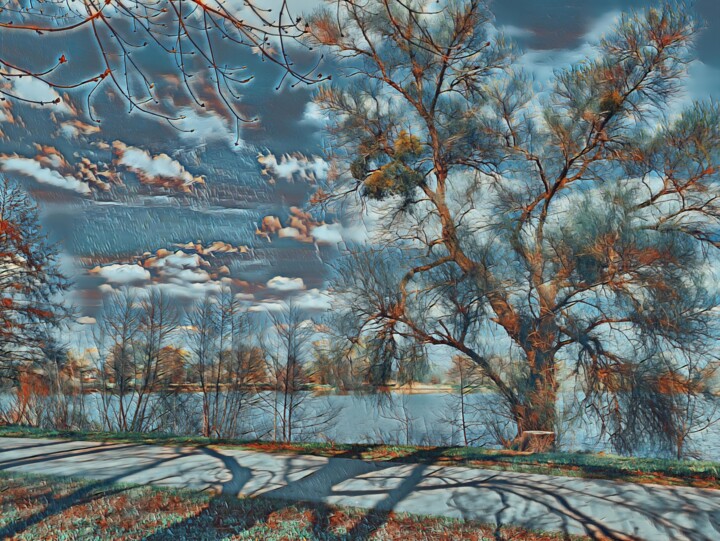 Arts numériques intitulée "Central park with p…" par John Mailly, Œuvre d'art originale, Travail numérique 2D