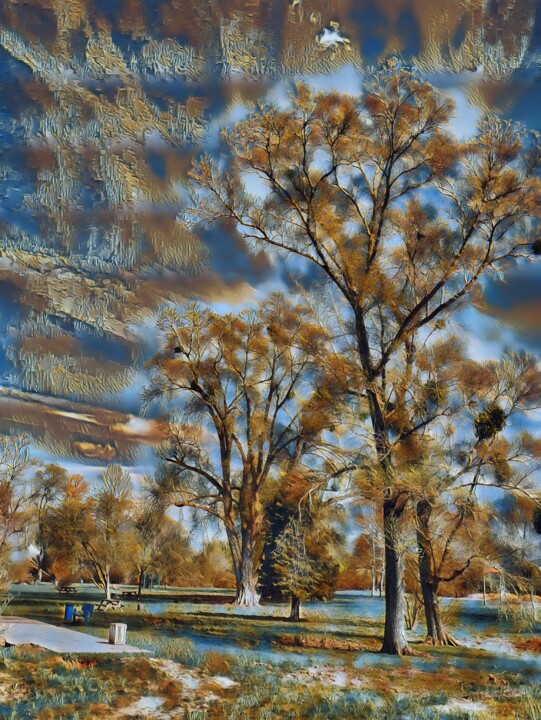 Digitale Kunst mit dem Titel "the big trees - Les…" von John Mailly, Original-Kunstwerk, 2D digitale Arbeit