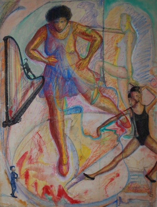 Zeichnungen mit dem Titel "Dance Ballerinas" von John Powell, Original-Kunstwerk, Pastell